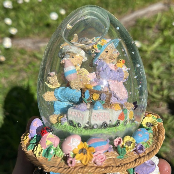 Spring Water Globe with musical play “peter cottontail” egg shape glass dome - Picture 8 of 8